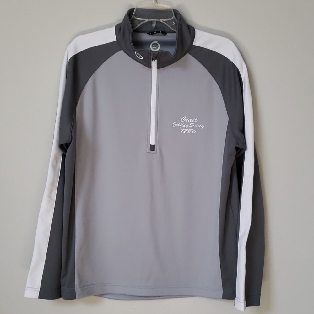 Sunderland Of Scotland Quarter-Zip Pullover Mens M Gray White Golf Activewear